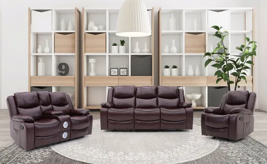 Geeksofa Power Электрический кожаный трехместный диван с креслом для гостиной